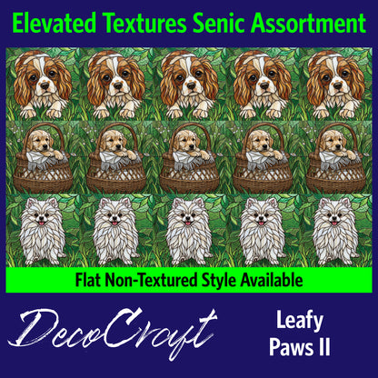 DecoCraft - Scenic Elevated Texture Tiles - Dogs - Leafy Paws II