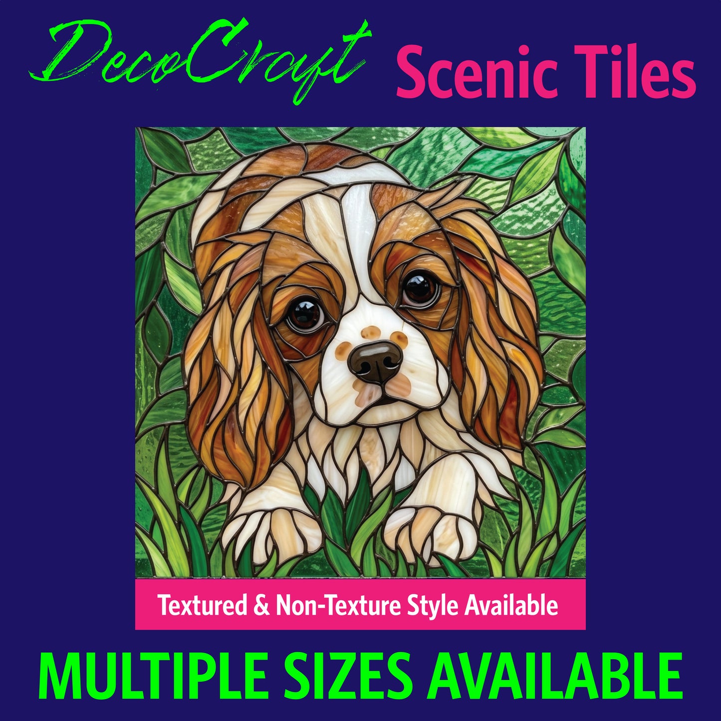 DecoCraft - Scenic Elevated Texture Tiles - Dogs - Curious Cavalier