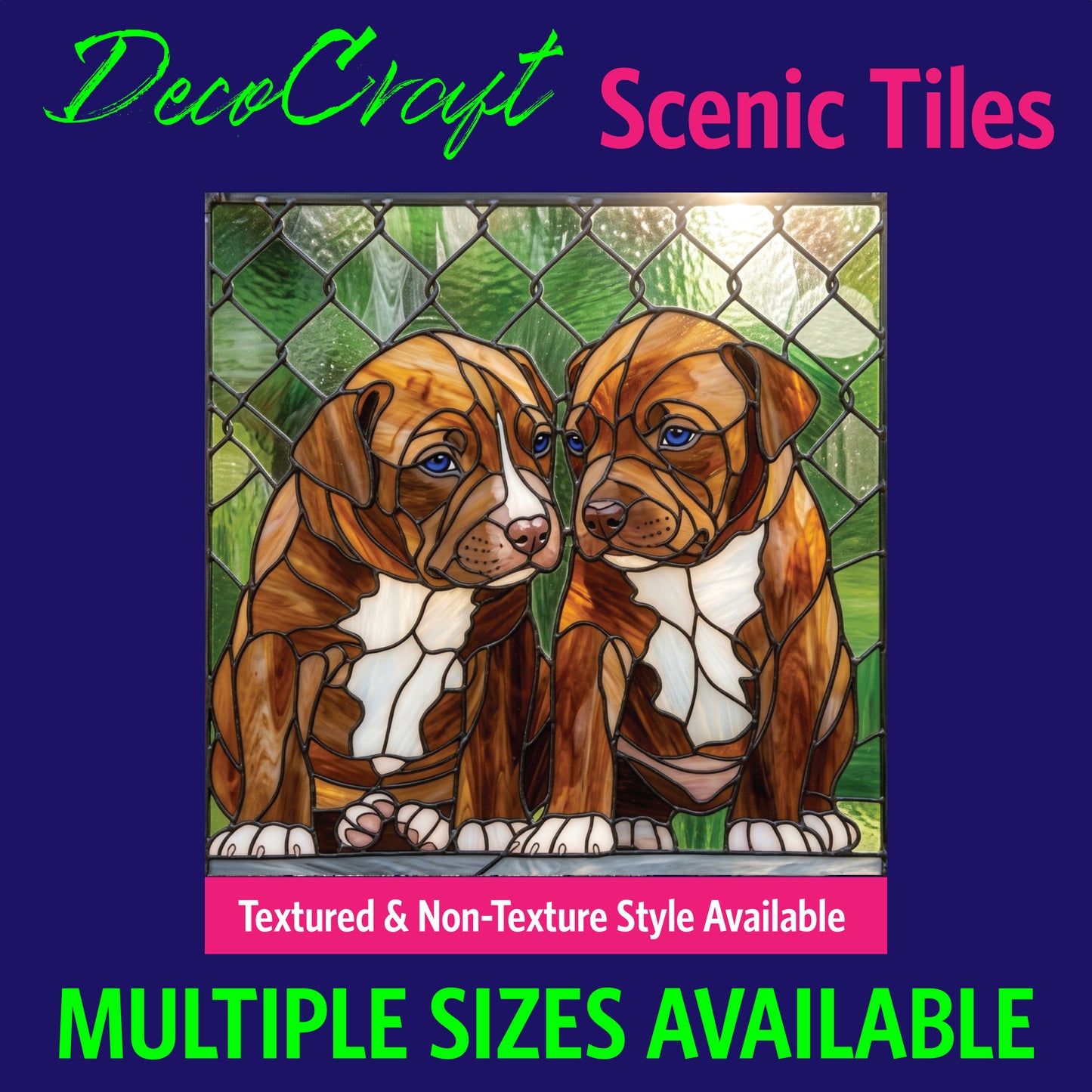 DecoCraft - Scenic Elevated Texture Tiles - Dogs - Pitbull Puppies