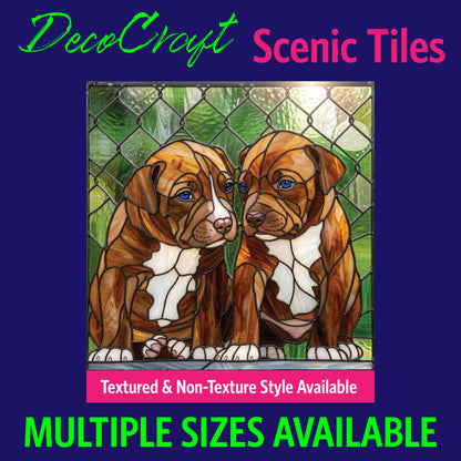 DecoCraft - Scenic Elevated Texture Tiles - Dogs - Pitbull Puppies