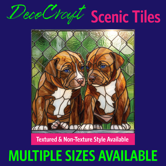DecoCraft - Scenic Elevated Texture Tiles - Dogs - Pitbull Puppies