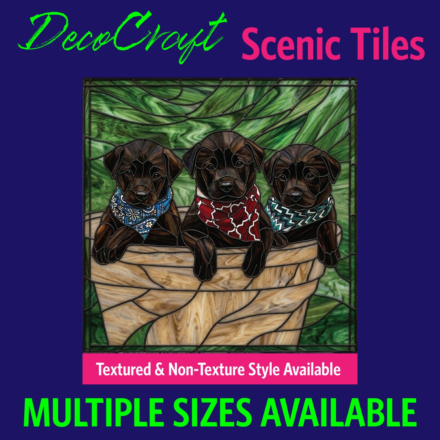 DecoCraft - Scenic Elevated Texture Tiles - Dogs - Lab Trio