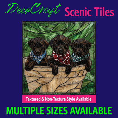 DecoCraft - Scenic Elevated Texture Tiles - Dogs - Lab Trio