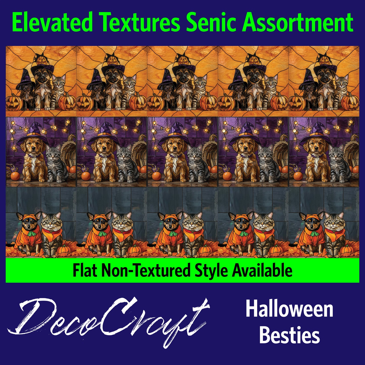 DecoCraft - Scenic Elevated Texture Tiles - Pets - Halloween Besties