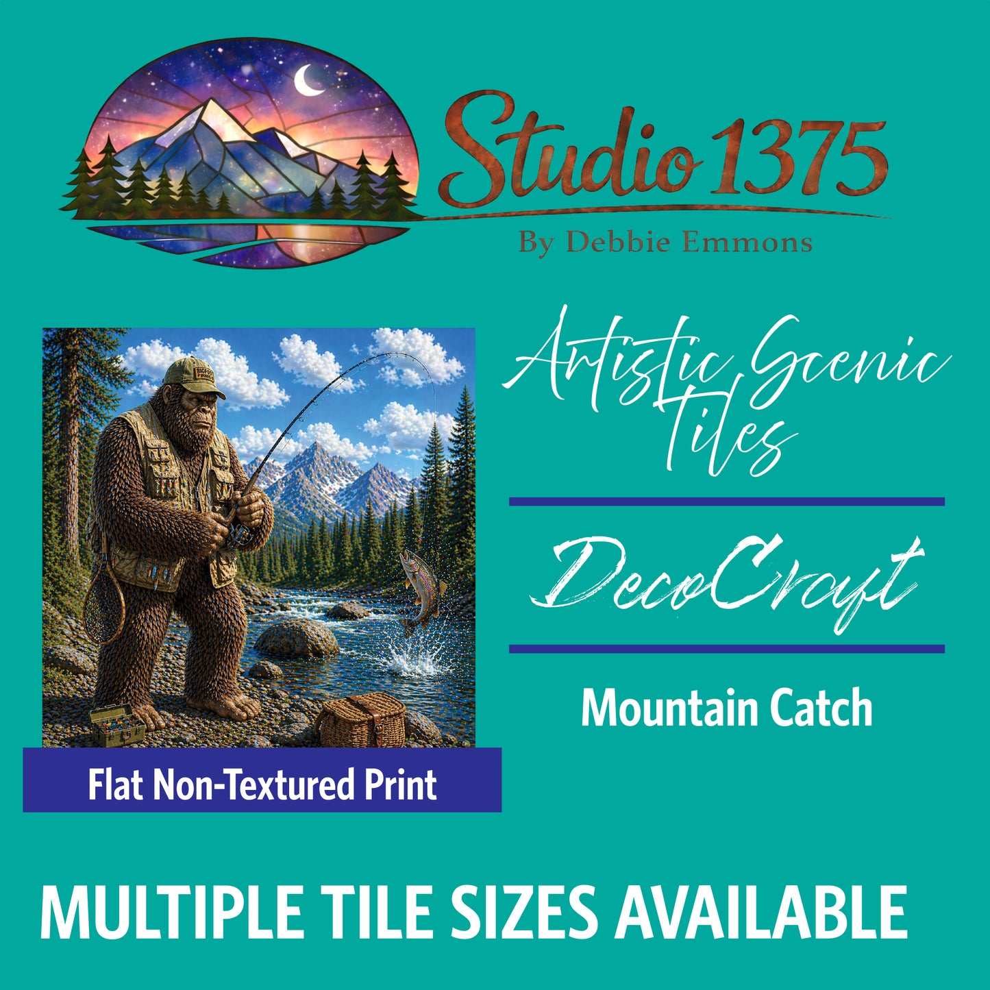 DecoCraft - Studio 1375 - Scenic Tiles Series - Bigfoot - Mountain Catch