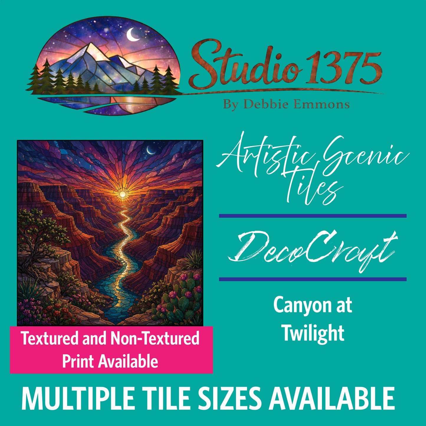 DecoCraft - Studio 1375 - Scenic Elevated Texture Tiles - Canyon at Twilight
