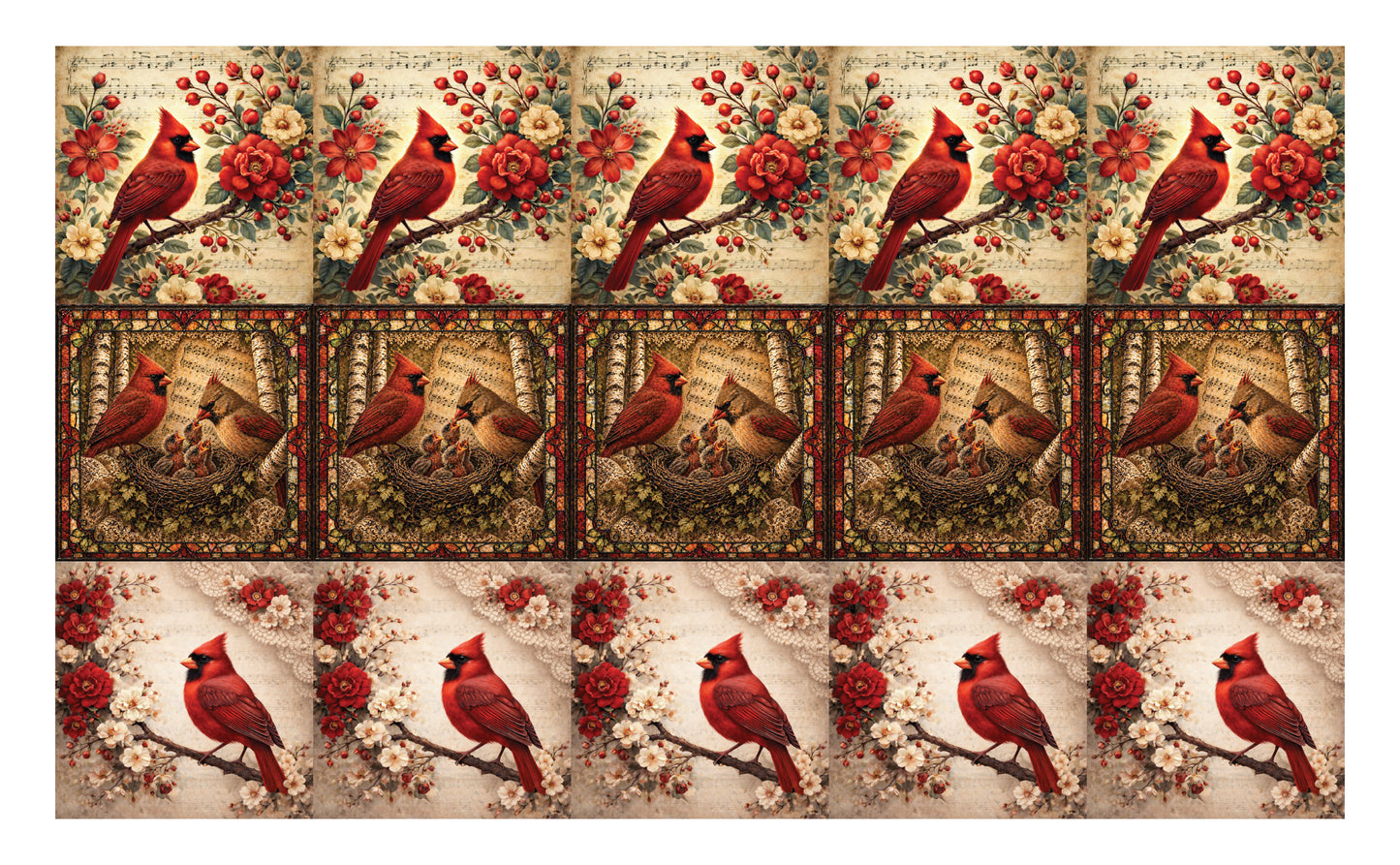 DecoCraft - Studio 1375 - Scenic Tiles Series - Crimson Cardinals