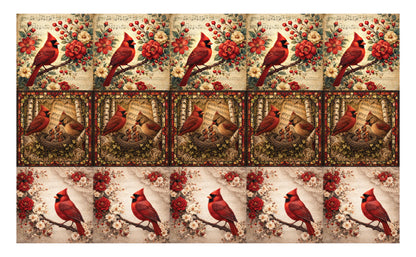 DecoCraft - Studio 1375 - Scenic Tiles Series - Crimson Cardinals