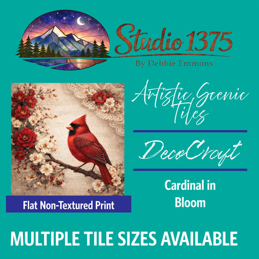 DecoCraft - Studio 1375 - Scenic Tiles Series - Cardinal in Bloom