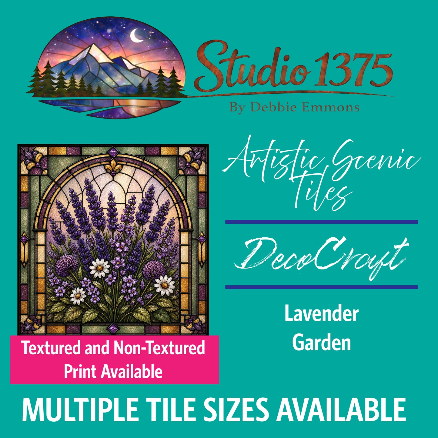DecoCraft - Studio 1375 -Scenic Elevated Texture Tiles - Lavender Garden