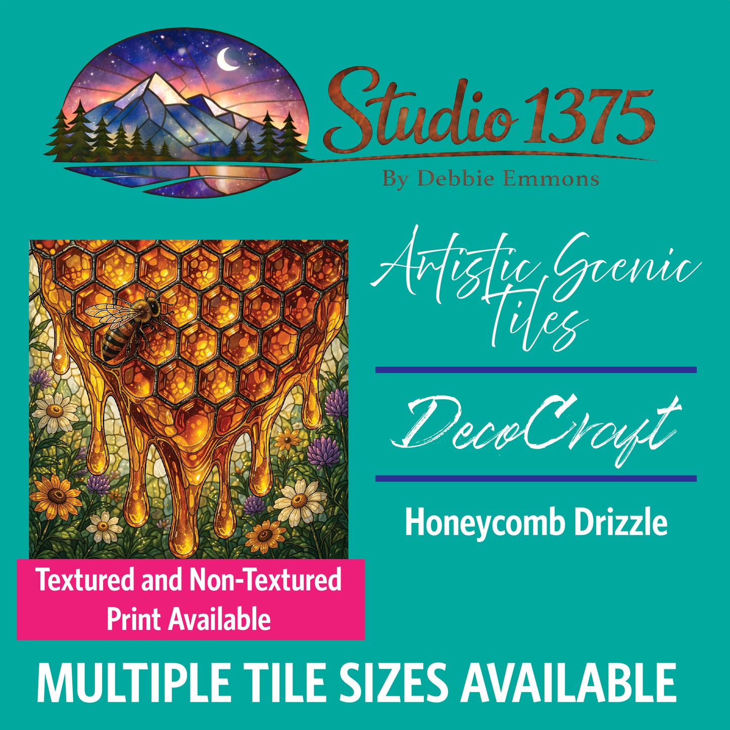 DecoCraft - Studio 1375 - Scenic Elevated Texture Tiles - Honeycomb Drizzle