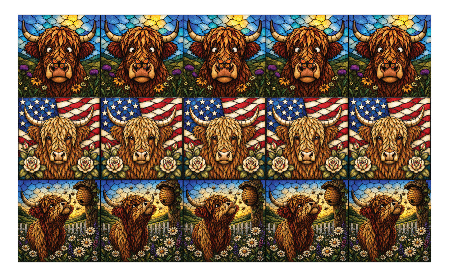 DecoCraft - Studio 1375 - Scenic Elevated Texture Tiles - Whimsical Highland Cows Assortment
