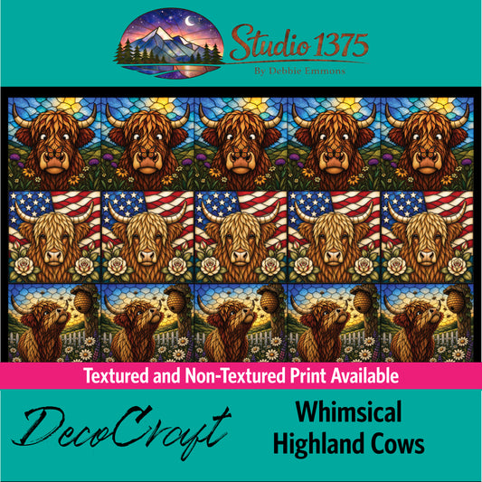DecoCraft - Studio 1375 - Scenic Elevated Texture Tiles - Whimsical Highland Cows Assortment