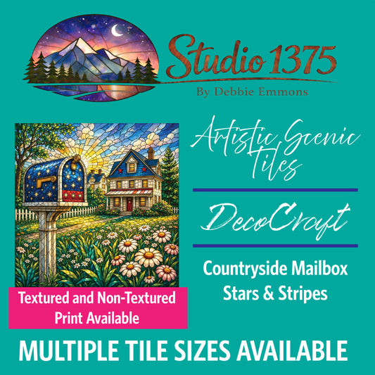 DecoCraft - Studio 1375 - Scenic Elevated Texture Tiles - Countryside Mailbox - Stars & Stripes