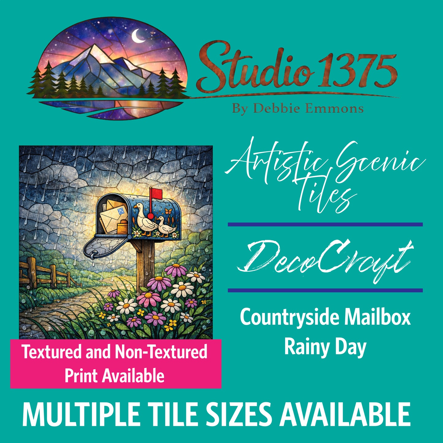DecoCraft - Studio 1375 - Scenic Elevated Texture Tiles - Countryside Mailbox - Rainy Day