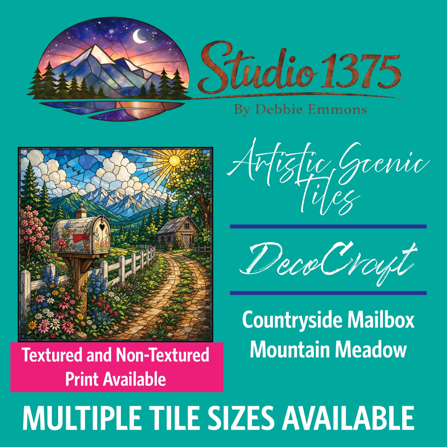 DecoCraft - Studio 1375 - Scenic Elevated Texture Tiles - Countryside Mailbox - Mountain Meadow