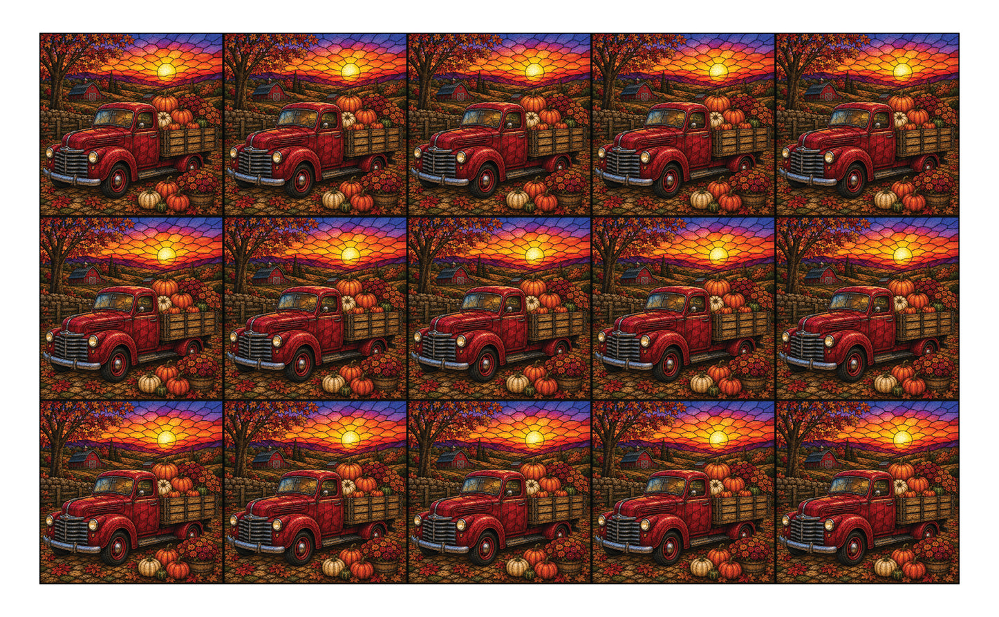 DecoCraft - Studio 1375 - Scenic Elevated Texture Tiles - Autumn Harvest - Vintage Red Truck