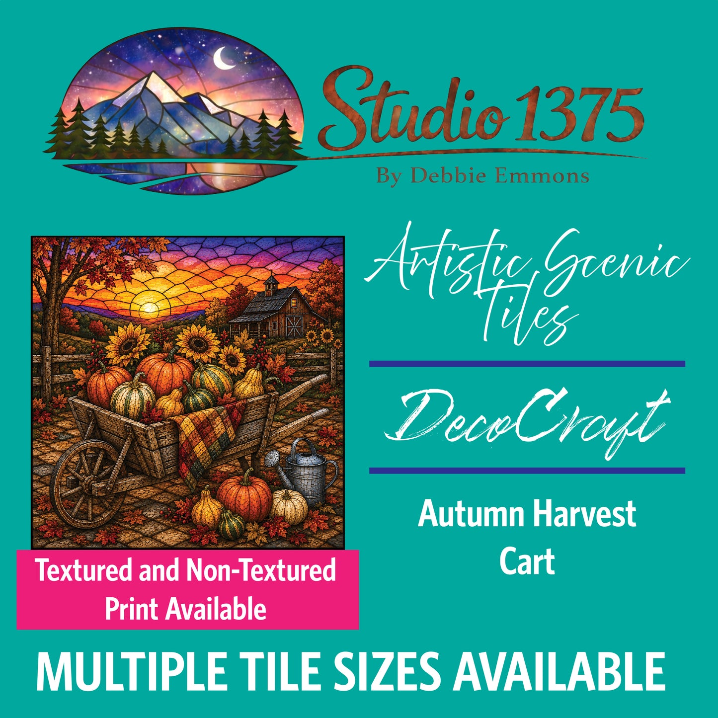 DecoCraft - Studio 1375 - Scenic Elevated Texture Tiles - Autumn Harvest - Cart