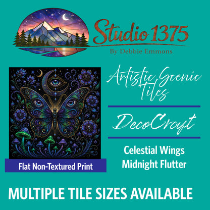 DecoCraft - Studio 1375 - Scenic Tiles Series - Celestial Wings - Midnight Flutter