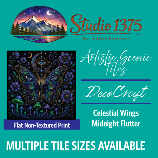 DecoCraft - Studio 1375 - Scenic Tiles Series - Celestial Wings - Midnight Flutter