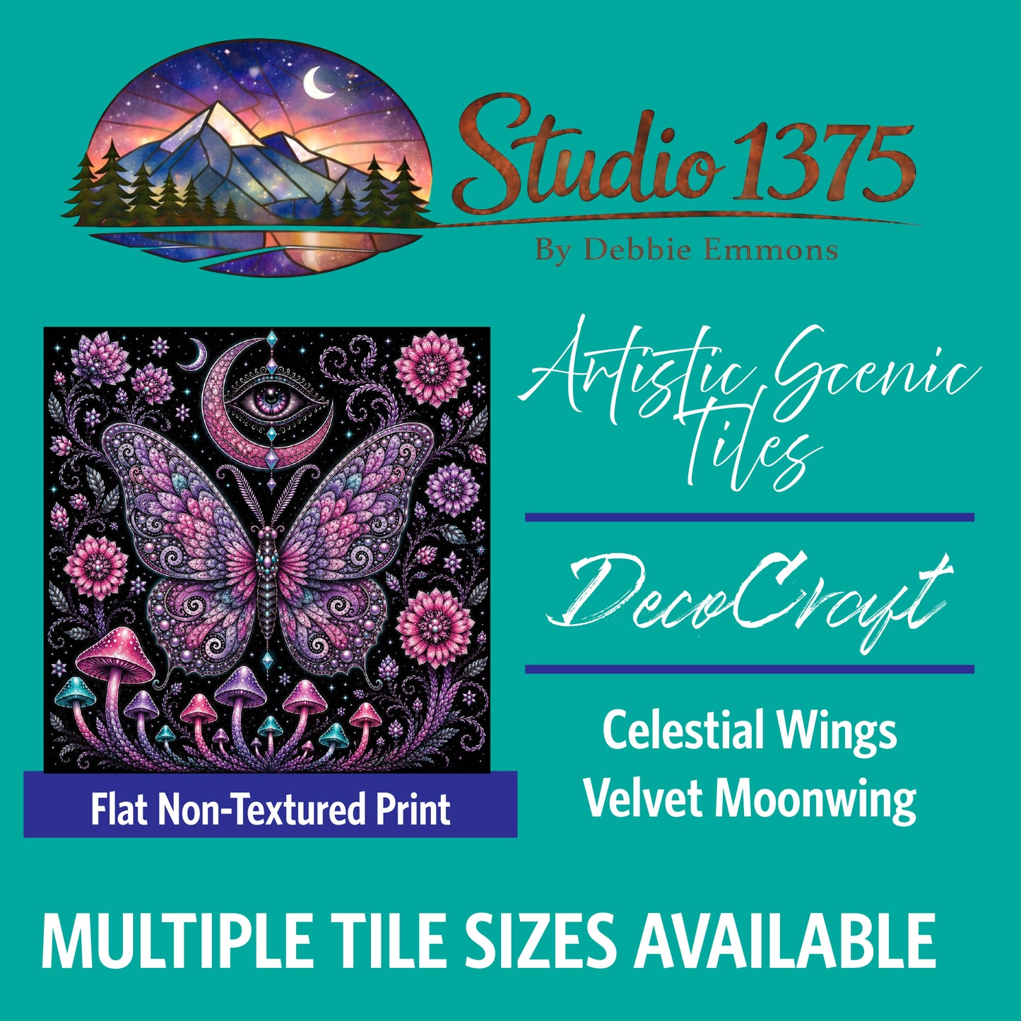 DecoCraft - Studio 1375 - Scenic Tiles Series - Celestial Wings - Velvet Moonwing