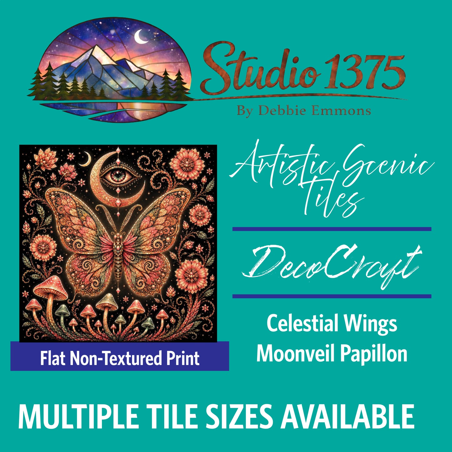 DecoCraft - Studio 1375 - Scenic Tiles Series - Celestial Wings - Moonveil Papillon
