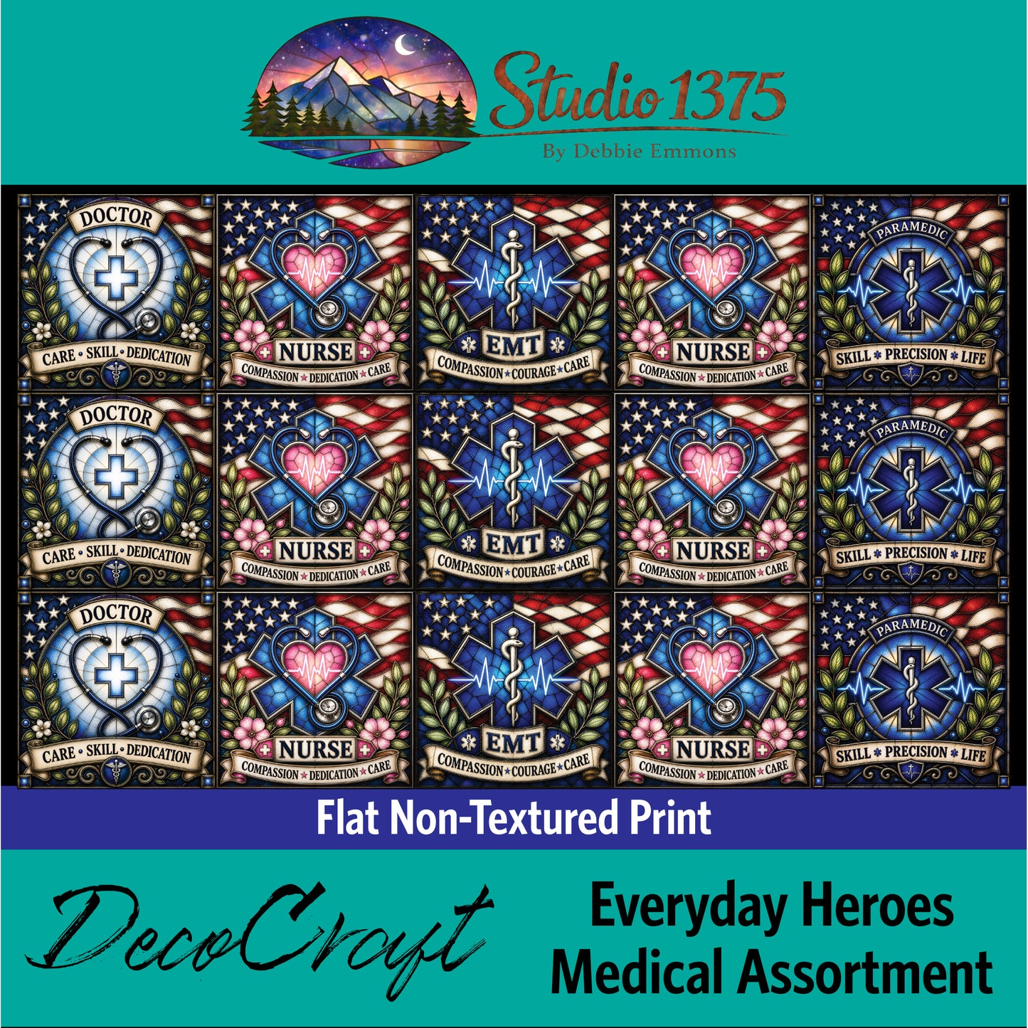 DecoCraft - Studio 1375 - Scenic Tiles Series - Everyday Heroes - Medical Assortment