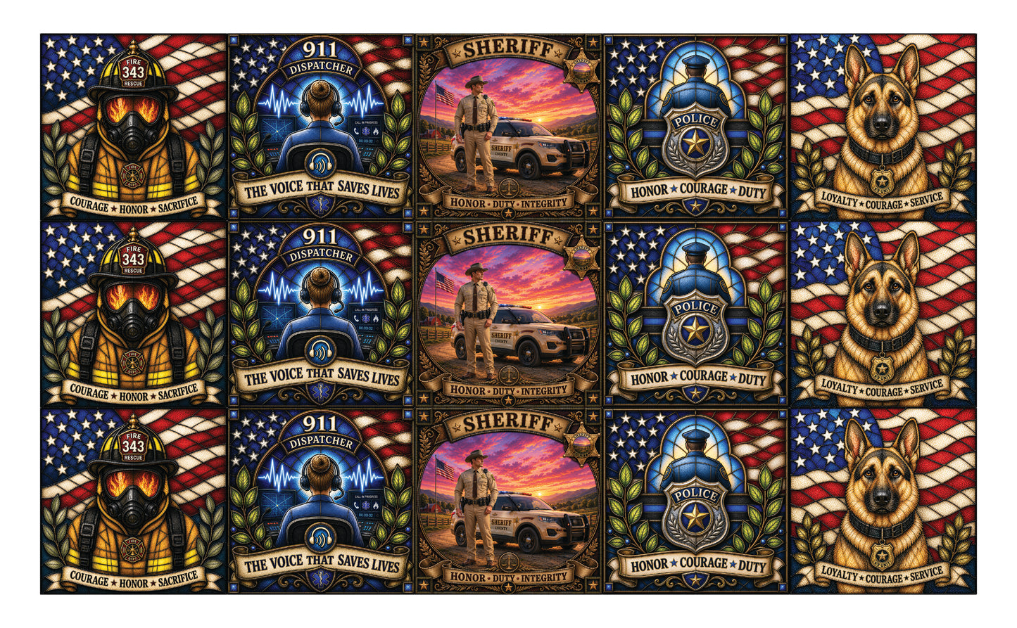DecoCraft - Studio 1375 - Scenic Tiles Series - Everyday Heroes - First Responders Assortment