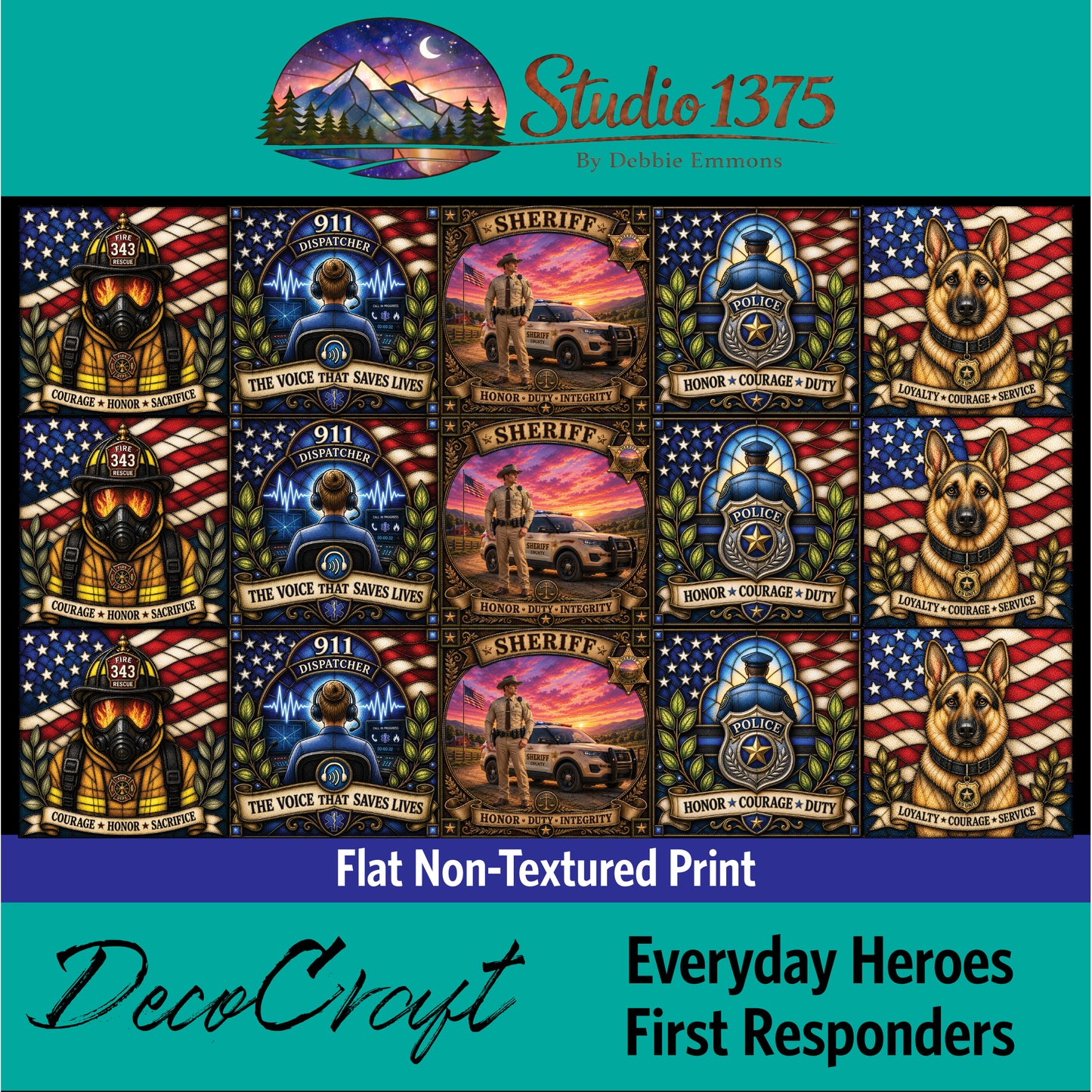 DecoCraft - Studio 1375 - Scenic Tiles Series - Everyday Heroes - First Responders Assortment