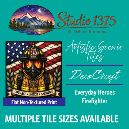 DecoCraft - Studio 1375 - Scenic Tiles Series - Everyday Heroes - Firefighter