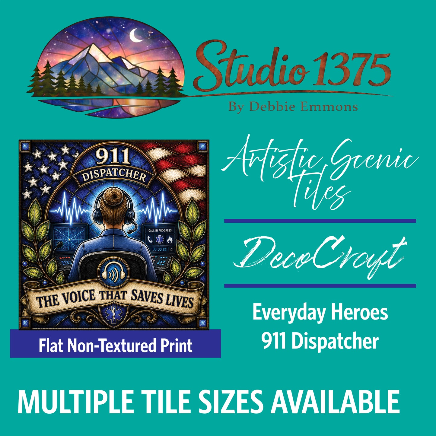 DecoCraft - Studio 1375 - Scenic Tiles Series - Everyday Heroes - 911 Operator