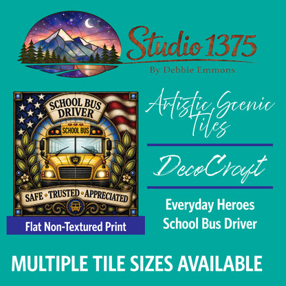 DecoCraft - Studio 1375 - Scenic Tiles Series - Everyday Heroes - School Bus Driver