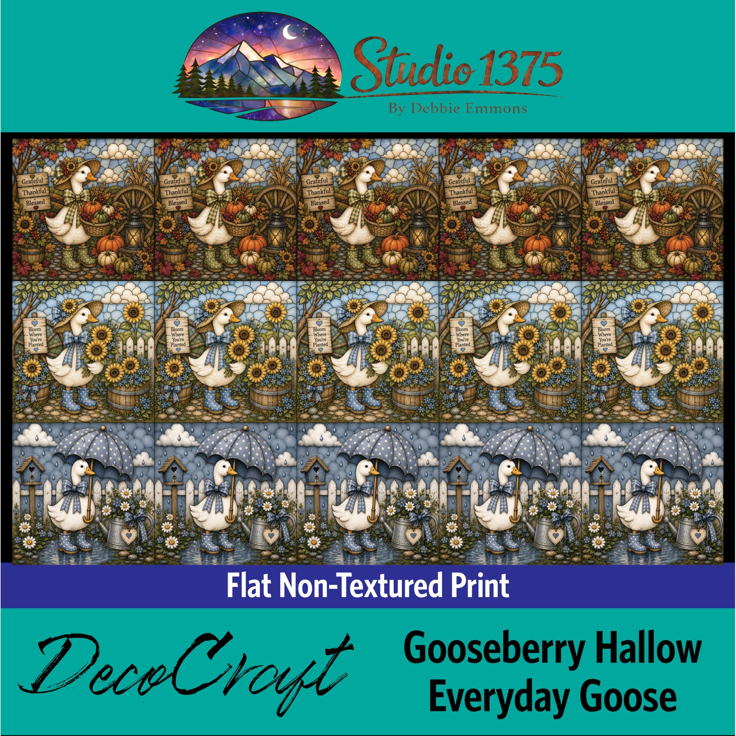 DecoCraft - Studio 1375 - Scenic Tiles Series - Gooseberry Hallow Assortment - Everyday Goose