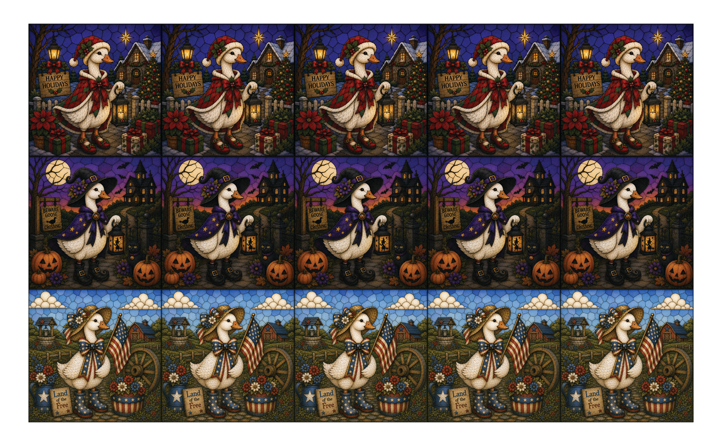 DecoCraft - Studio 1375 - Scenic Tiles Series - Gooseberry Hallow Assortment - Holiday Goose