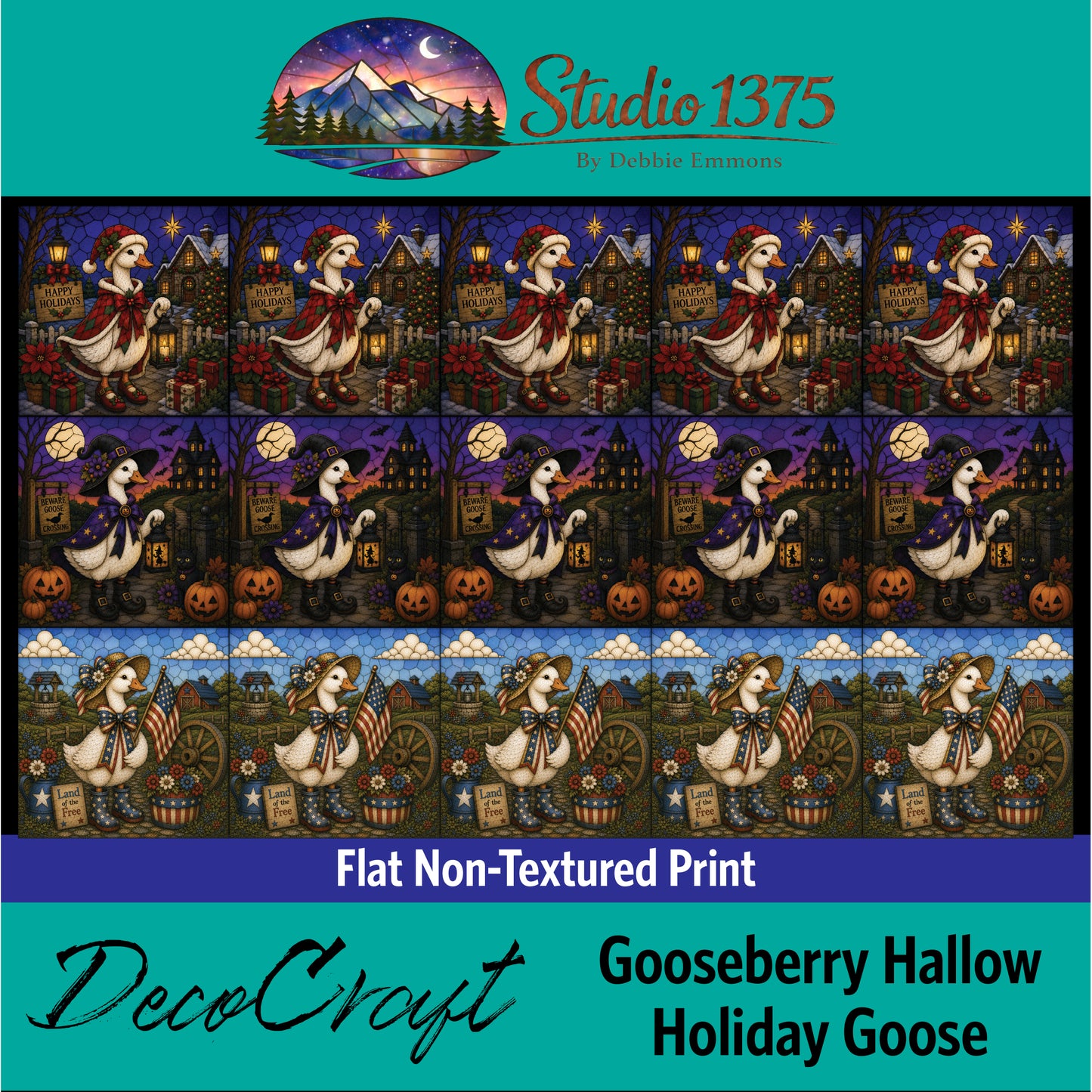DecoCraft - Studio 1375 - Scenic Tiles Series - Gooseberry Hallow Assortment - Holiday Goose