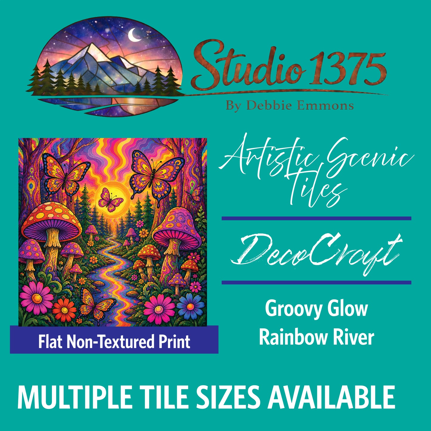 DecoCraft - Studio 1375 - Scenic Tiles Series - Groovy Glow - Rainbow River
