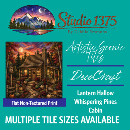 DecoCraft - Studio 1375 - Scenic Tiles Series - Lantern Hallow - Whispering Pines Cabin