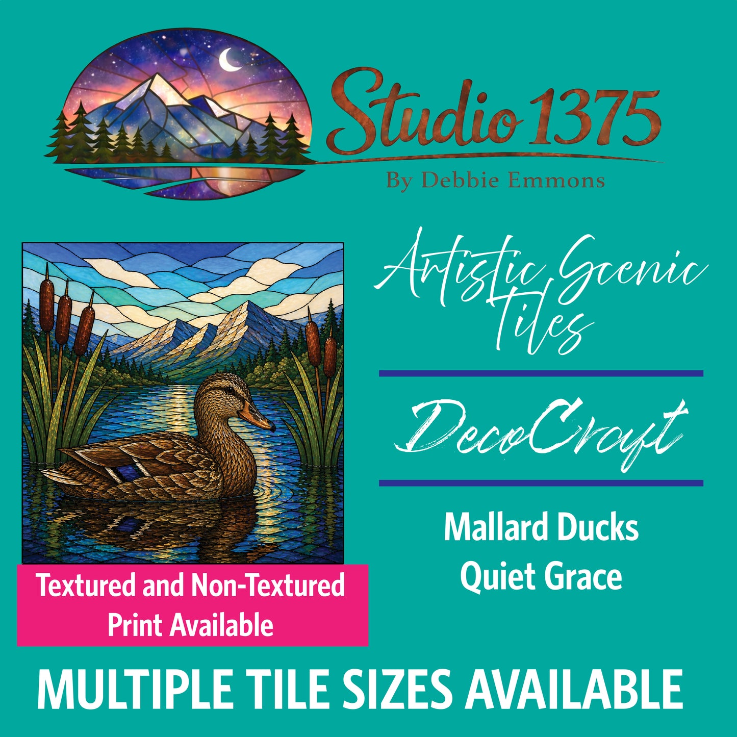 DecoCraft - Studio 1375 - Scenic Elevated Texture Tiles - Mallard Ducks - Quiet Grace