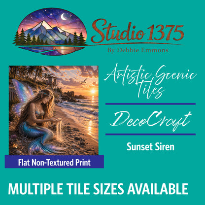 DecoCraft - Studio 1375 - Scenic Tiles Series - Mermaid Faries - Sunset Siren