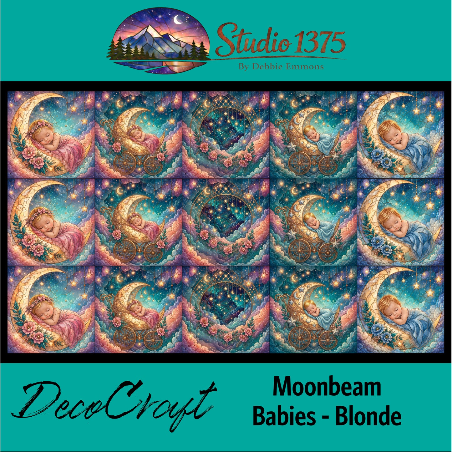 DecoCraft - Studio 1375 - Scenic Tiles Series - Moonbeam Babies - Blonde