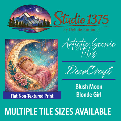 DecoCraft - Studio 1375 - Scenic Tiles Series - Moonbeam Babies - Blush Moon - Blonde
