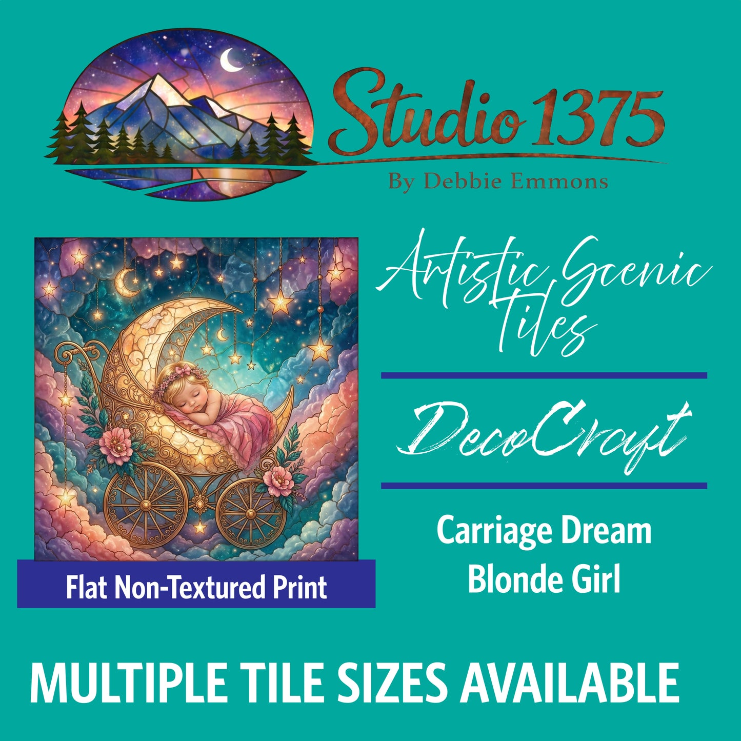 DecoCraft - Studio 1375 - Scenic Tiles Series - Moonbeam Babies - Carriage Dream - Blonde Girl