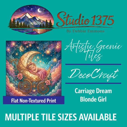 DecoCraft - Studio 1375 - Scenic Tiles Series - Moonbeam Babies - Carriage Dream - Blonde Girl
