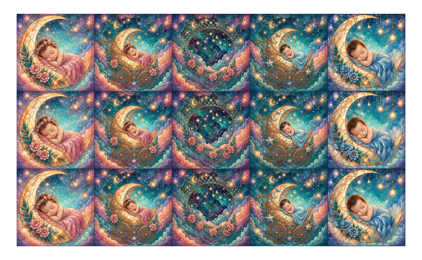 DecoCraft - Studio 1375 - Scenic Tiles Series - Moonbeam Babies - Brunette