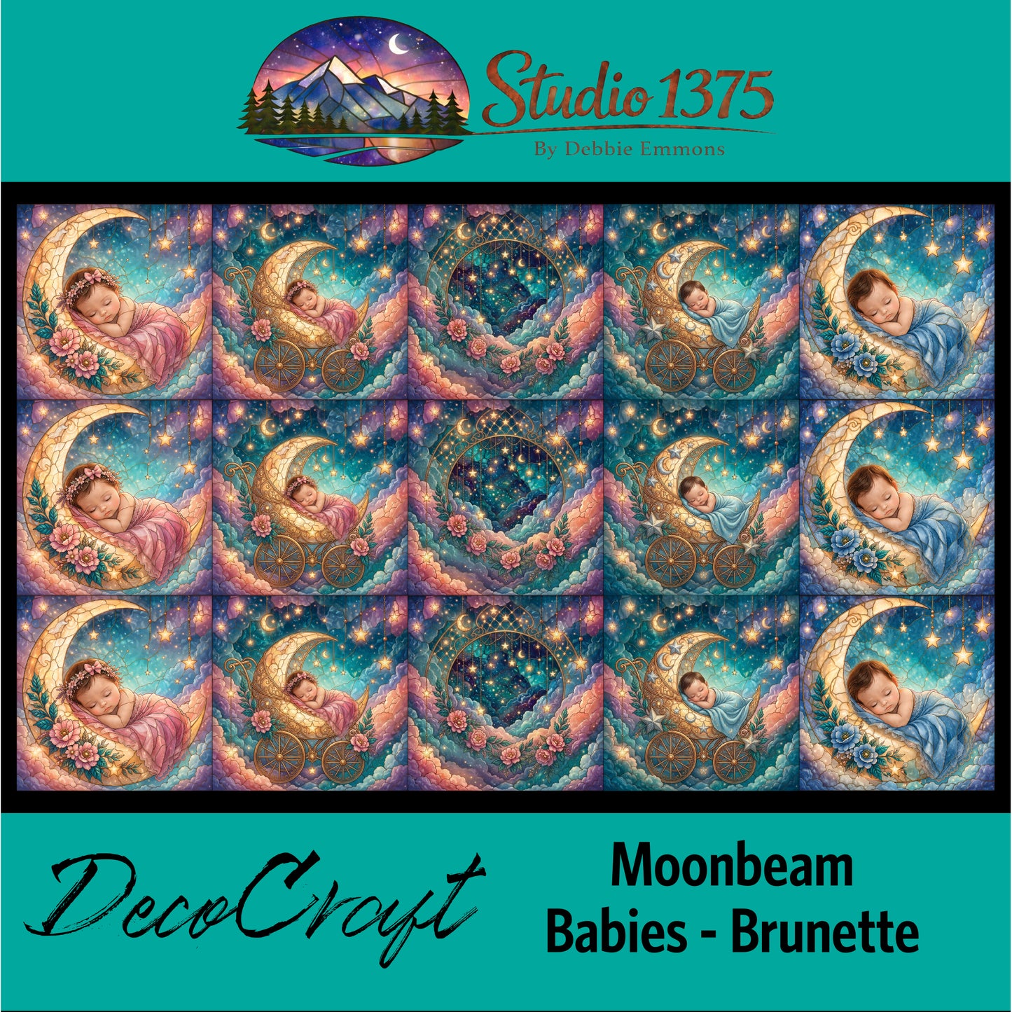 DecoCraft - Studio 1375 - Scenic Tiles Series - Moonbeam Babies - Brunette