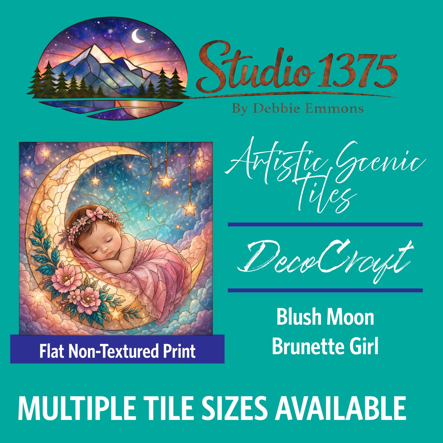 DecoCraft - Studio 1375 - Scenic Tiles Series - Moonbeam Babies - Blush Moon - Brunette