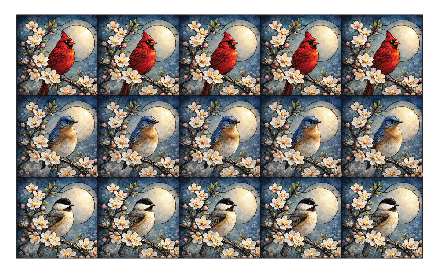 DecoCraft - Studio 1375 - Scenic Tiles Series - Moonlight Blossom Birds