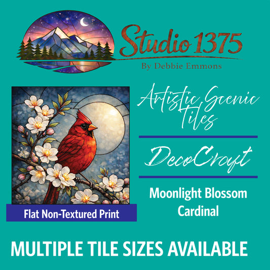 DecoCraft - Studio 1375 - Scenic Tiles Series - Moonlight Blossom - Cardinal