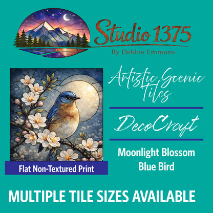 DecoCraft - Studio 1375 - Scenic Tiles Series - Moonlight Blossom - Blue Bird