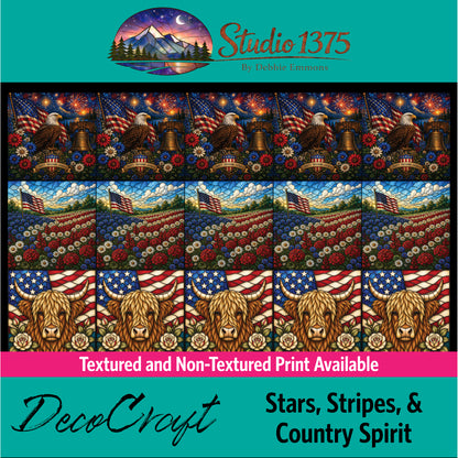 DecoCraft - Studio 1375 - Scenic Elevated Texture Tiles -Stars, Stripes & Country Assortment